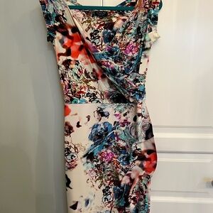 Chiara Boni Blue Asymmetrical Cocktail Dress with Ruched Detail